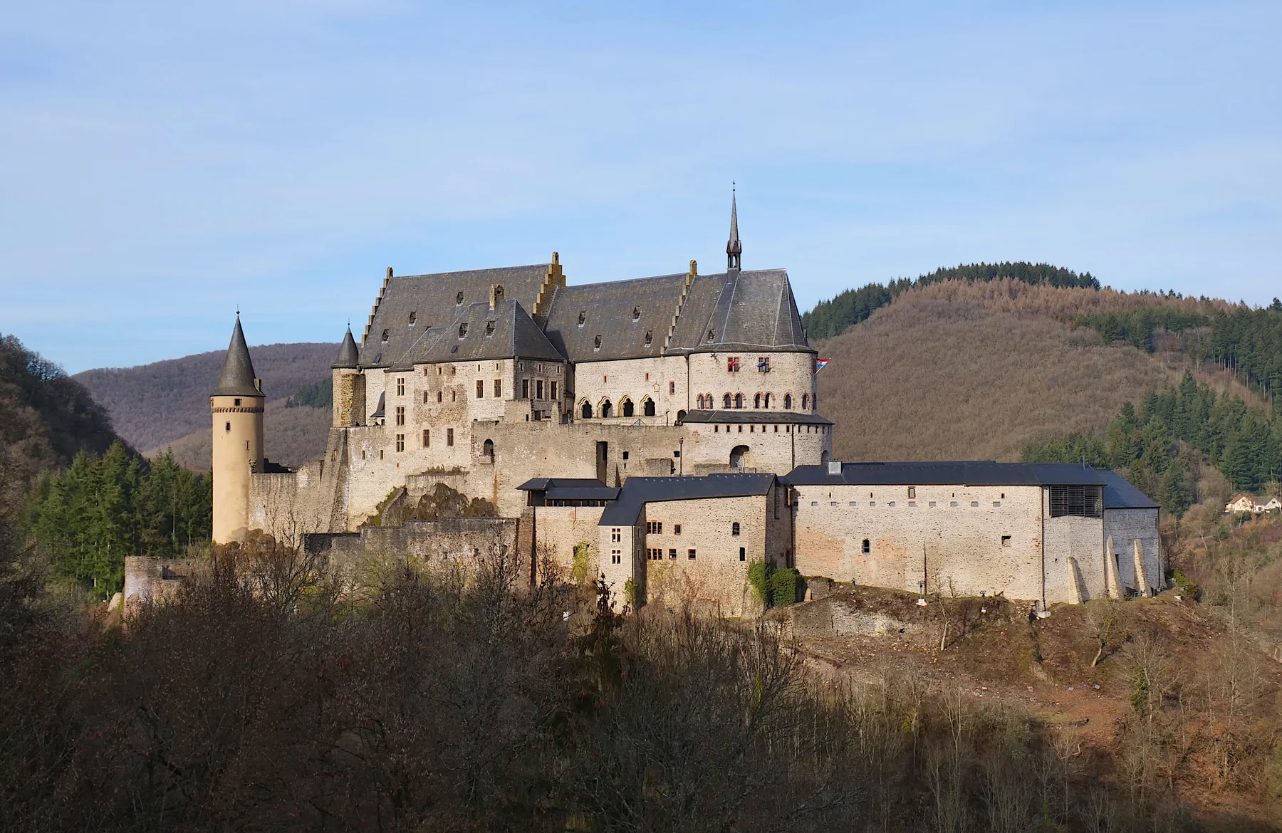 Vianden Castle above the Our Valley in Luxembourg